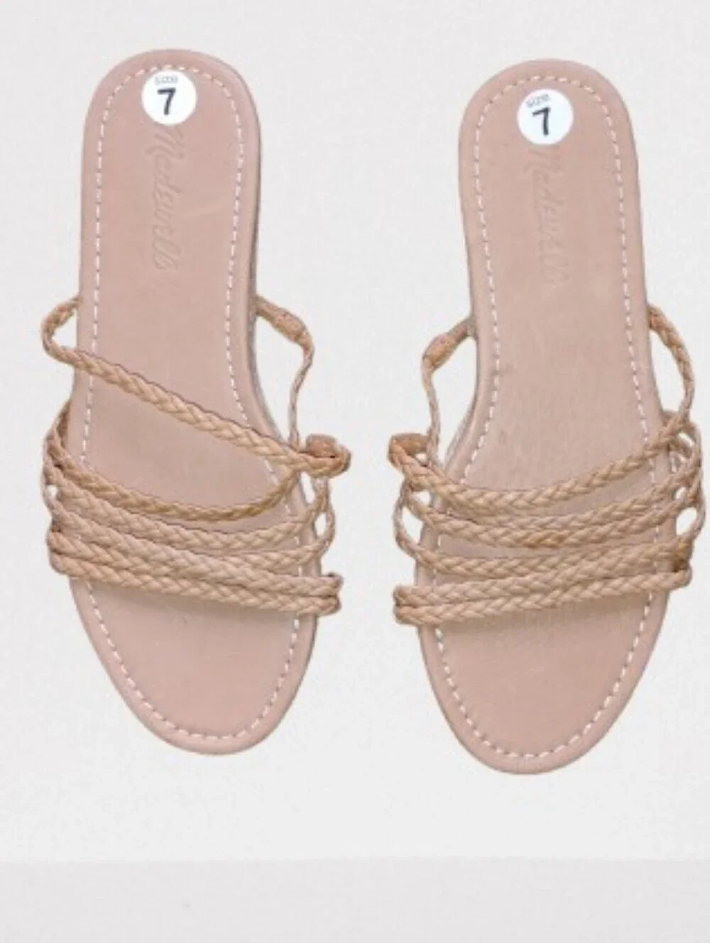 New Without Box Madewell Kathryn Braided Espadrille Slide Sandals Tan Size 7